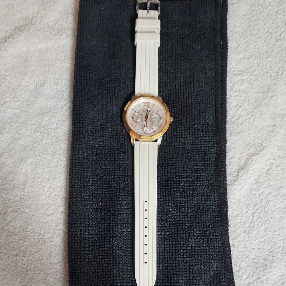 Womens White Watch with Gold Accents